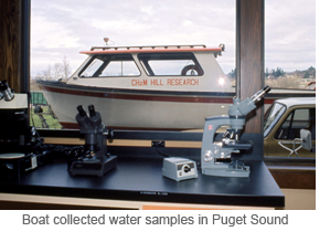 Boat collected water samples in Puget Sound